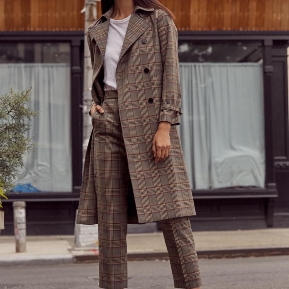 Sandro Check Trench Coat